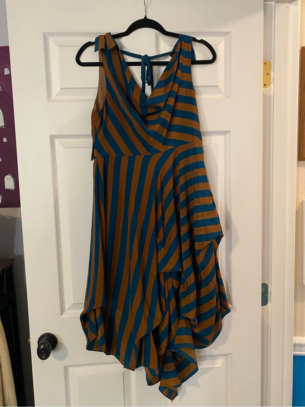Whimsical brown and blue dress